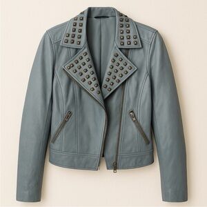 Trouve grey blue genuine leather jacket medium